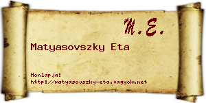 Matyasovszky Eta névjegykártya